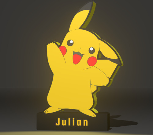 Pikachu led lichtbox druck - pikachu, 3d-druck